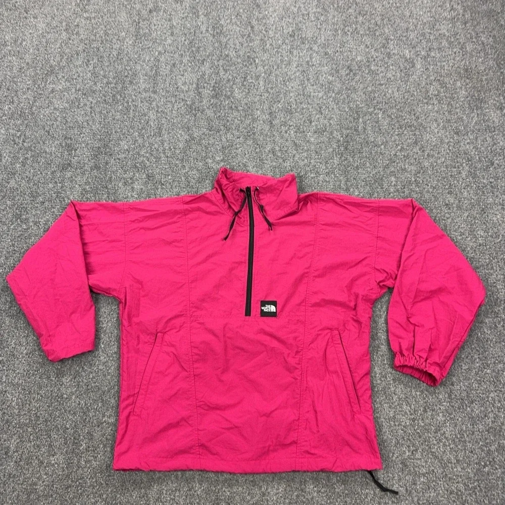 Vintage The North Face Jacket Mens Small Pink Half Zip Windbreaker Made USA